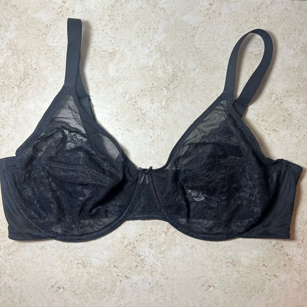 HSIA‎ Elegant Black Lace Unlined Underwire Full Figure Balconette Bra Size 40DD
